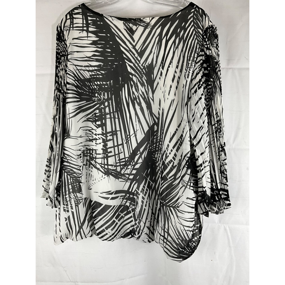 D.B. Sport Women's 2X Black White Palm Print Blouse 100% Polyester Long Sleeve N - Picture 4 of 4